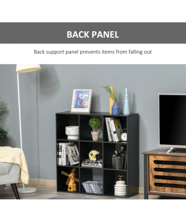 Bookcase 9 Cube Storage Cabinet Bookshelf Black 91.5L x 29.5W x 91.5H cm