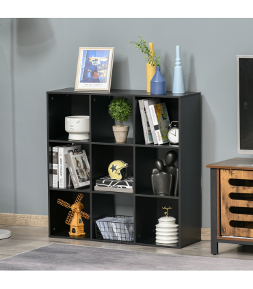 Bookcase 9 Cube Storage Cabinet Bookshelf Black 91.5L x 29.5W x 91.5H cm