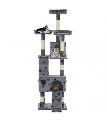 Cat Tree with Sisal Scratching Posts 170 cm Paw Prints Grey