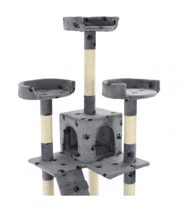 Cat Tree with Sisal Scratching Posts 170 cm Paw Prints Grey