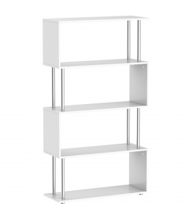 Bookcase White 5-Tier S-Shaped Modern Design Room Divider 80x30x145cm 25kg