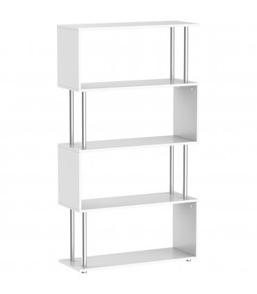 Bookcase White 5-Tier S-Shaped Modern Design Room Divider 80x30x145cm 25kg