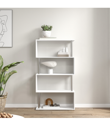 Bookcase White 5-Tier S-Shaped Modern Design Room Divider 80x30x145cm 25kg