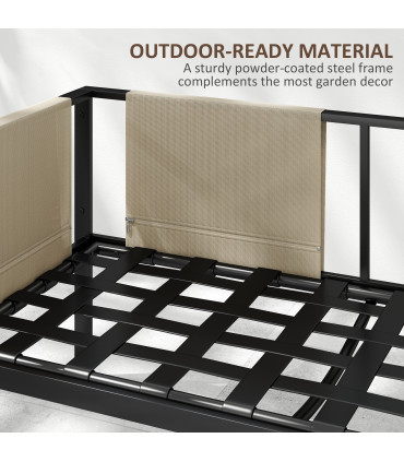 Outsunny 4 Piece Garden Sofa Set w/ Tempered Glass Coffee Table Khaki