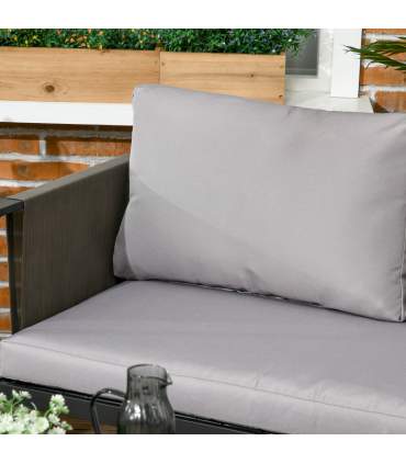 Outsunny 4 Piece Garden Sofa Set w/ Tempered Glass Coffee Table Padded Cushions