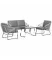 Outsunny 4 Piece Rattan Garden Furniture Set with Cushions, Grey