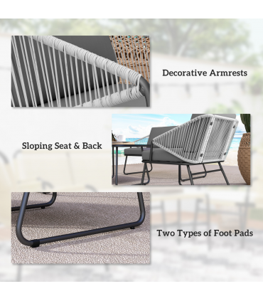 Outsunny 4 Piece Rattan Garden Furniture Set with Cushions, Grey