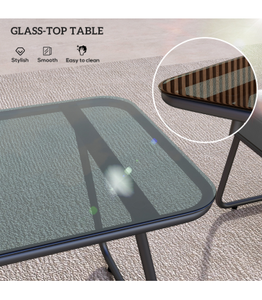 Outsunny 4 Piece Rattan Garden Furniture Set with Cushions, Grey