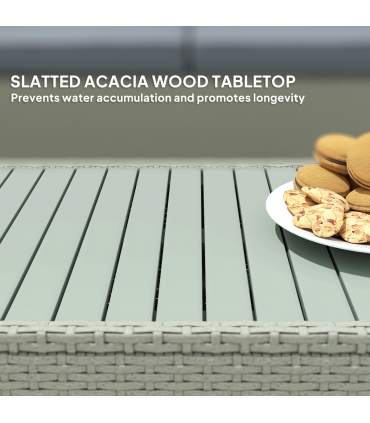 Outsunny 4 Piece Rattan Garden Furniture Set with Cushions, Light Grey