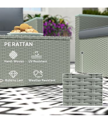 Outsunny 4 Piece Rattan Garden Furniture Set with Cushions, Light Grey