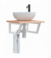 vidaXL Basin Shelf Wall Mounted Steel and Solid Wood Beech