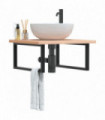 vidaXL Basin Shelf Wall Mounted Steel and Solid Wood Beech