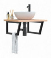 vidaXL Basin Shelf Wall Mounted Steel and Solid Wood Beech