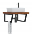vidaXL Basin Shelf Wall Mounted Steel and Solid Wood Oak
