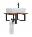 vidaXL Basin Shelf Wall Mounted Steel and Solid Wood Oak