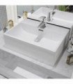 vidaXL Basin with Faucet Hole Ceramic White 51.5x38.5x15 cm