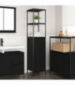 vidaXL Bathroom Cabinet with Shelves Black Oak 36x35x165 cm