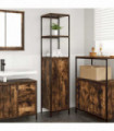 vidaXL Bathroom Cabinet with Shelves Smoked Oak 36x35x165 cm