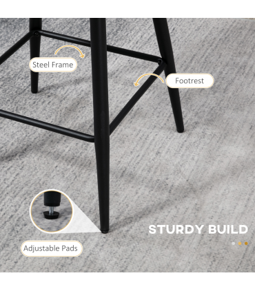 HOMCOM Bar Stools Set of 2, Breakfast Barstools with Backs, Cream