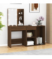 LED Dressing Table with Cabinet Brown Oak Engineered Wood