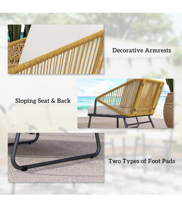 Outsunny 4 Piece Rattan Garden Furniture Set with Cushions, Natural