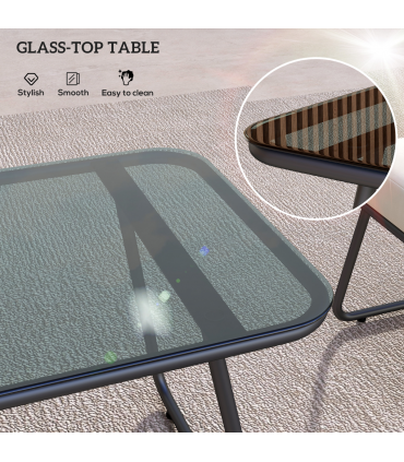 Outsunny 4 Piece Rattan Garden Furniture Set with Cushions, Natural