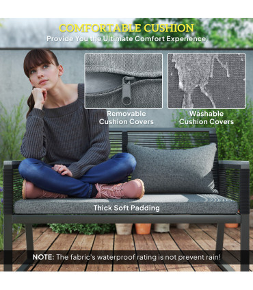 Outsunny 4 Pieces Rattan Garden Furniture Set for 4 Person, Charcoal Grey