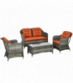 Outsunny 4 Pieces Rattan Sofa Set Outdoor Conservatory Furniture with Cushions