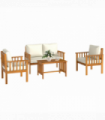 Outsunny 4 Seater Acacia Wood Patio Conversation Set Slatted Design Teak