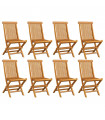 Folding Garden Chairs 8 pcs Solid Teak Wood