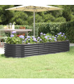 Garden Planter Powder-coated Steel 224x80x36 cm Anthracite