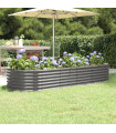 Garden Planter Powder-coated Steel 224x80x36 cm Grey