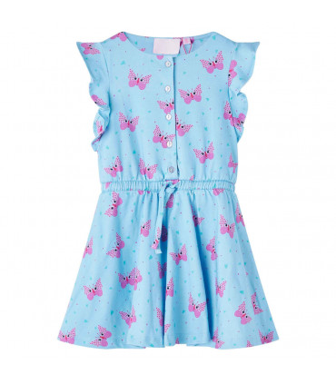 Kids' Dress with Buttons Sleeveless Blue 104