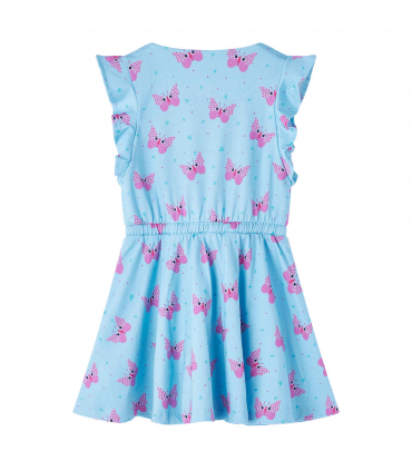 Kids' Dress with Buttons Sleeveless Blue 128
