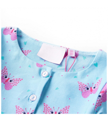 Kids' Dress with Buttons Sleeveless Blue 128
