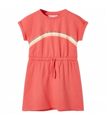 Kids' Dress with Drawstring Coral 116