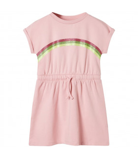 Kids' Dress with Drawstring Light Pink 128