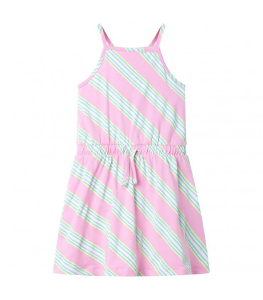Kids' Dress with Drawstring Sleeveless Pink 116