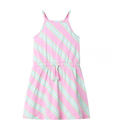 Kids' Dress with Drawstring Sleeveless Pink 140