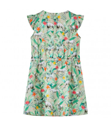 Kids' Dress with Flying Sleeves Light Khaki 140