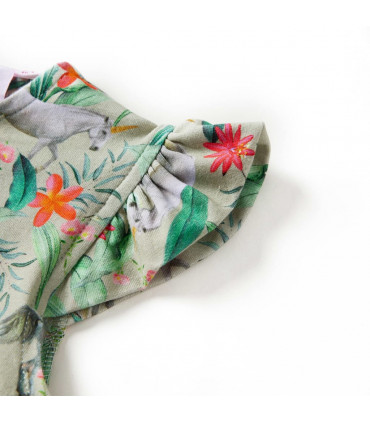 Kids' Dress with Flying Sleeves Light Khaki 140