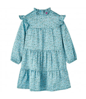 Kids' Dress with Long Sleeves Blue 140