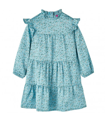 Kids' Dress with Long Sleeves Blue 140