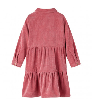Kids' Dress with Long Sleeves Corduroy Old Pink 116