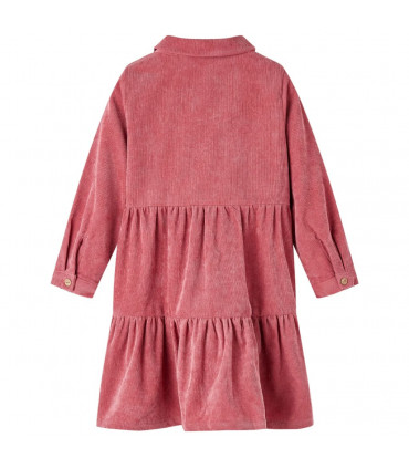 Kids' Dress with Long Sleeves Corduroy Old Pink 92