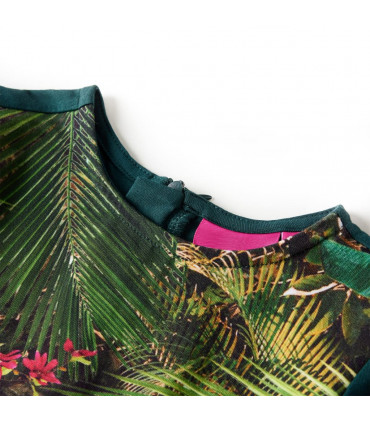 Kids' Dress with Long Sleeves Dark Green 116