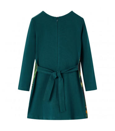 Kids' Dress with Long Sleeves Dark Green 92