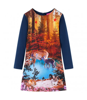 Kids' Dress with Long Sleeves Navy 140