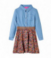 Kids' Dress with Long Sleeves Navy and Denim Blue 104