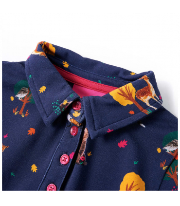 Kids' Dress with Long Sleeves and Drawstring Navy 116